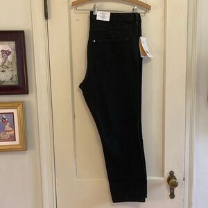 NWT H&M Distressed Black Slim High Waist Straight Leg Ankle Denim Jeans Sz 18